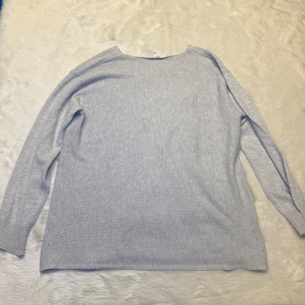 Ella Moss Ribbed V Neck Long Sleeve Sweater oatmeal Size‎ L wool blend - Picture 3 of 3